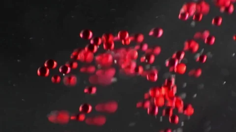 Abstract science red bubbles ascending into fluid with black background Stock-Footage 101484667