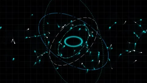 Abstract science technology background with glowing light trails and geomet.. Stock-Footage 346062829