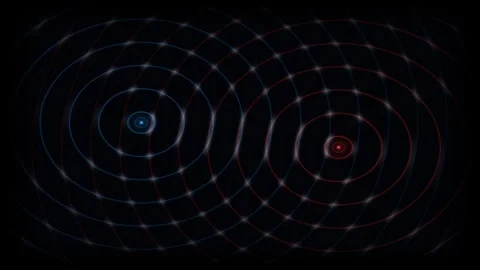 Abstract science visualization depicting wave interference pattern created .. Stock Footage 347465091