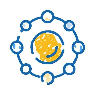 Abstract scientific atom or molecule structure doodle Stock Illustration