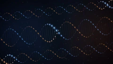 Abstract scientific background featuring glowing digital DNA helix strands .. Stock Footage 346723665