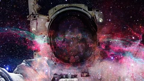 Abstract scientific background - galaxy and nebula in space. Stock Photos