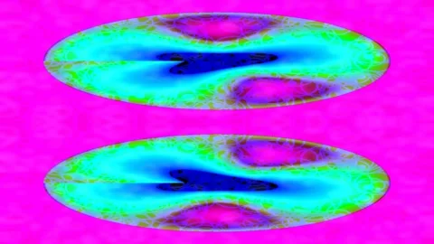 Abstract Scientific Energy Wave Patterns Visualization Over Deep Purple Bac.. Stock Footage 336532136