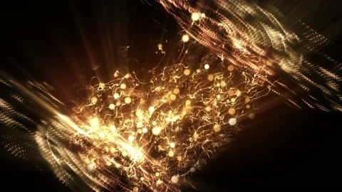 Abstract scientific fantasy background light energy wave shiny particles loop Video stock 196301096