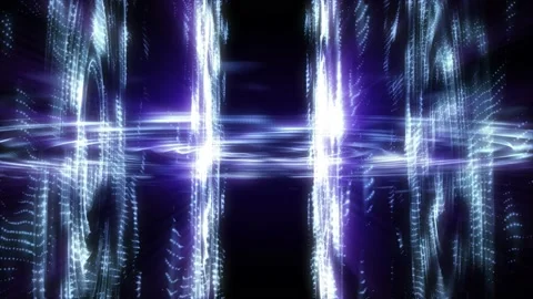 Abstract scientific fantasy background light energy wave shiny particles loop Video stock 196863685