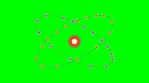 Abstract scientific illustration of an atomic structure on green screen Stock-Footage 340266056