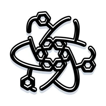 Abstract scientific molecule structure creating a hexagon symbol Stock Illustration