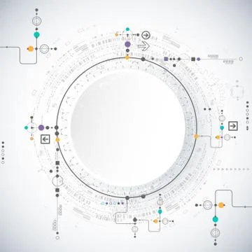 Abstract scientific technology background with various technological elements Stock Illustration