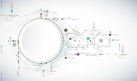 Abstract scientific technology background with various technological elements Stockillustratie
