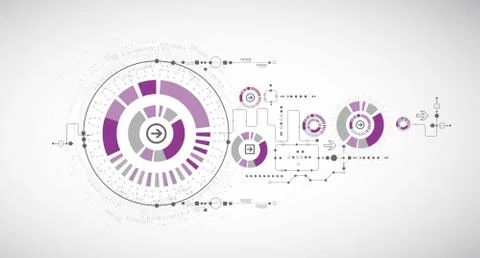 Abstract scientific technology background with various technological elements Stockillustratie