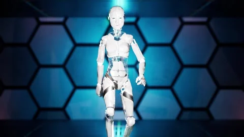 Abstract scifi background with robot ai and glitch effect. Futuristic video  Stock Footage 246679238