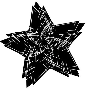 Abstract scratchy, textured star element. Random overlapping stars. Artistic  Stock Illustration