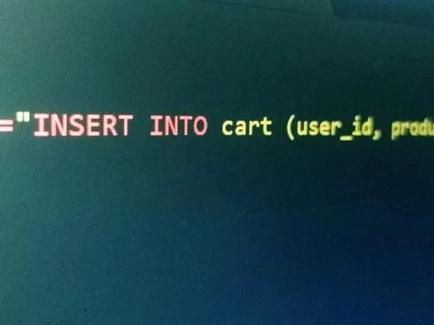 Abstract screen code background. Technology development concept texture. PHP  Foto stock