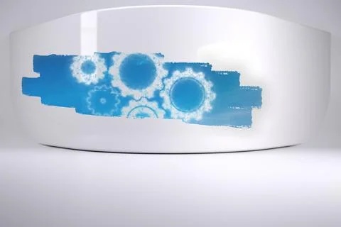 Abstract screen in room showing cogs and wheels Stock Photos