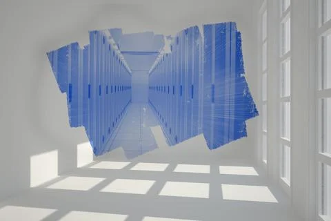 Abstract screen in room showing server hall Stockillustratie