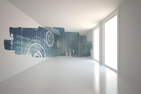 Abstract screen in room showing technology interface Stockillustratie
