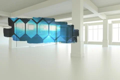 Abstract screen in room showing technology interface Stock Illustration