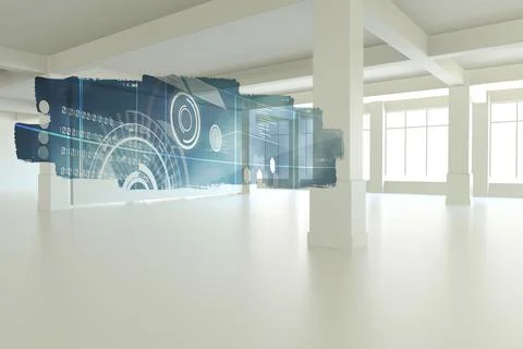 Abstract screen in room showing technology interface イラスト素材