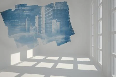 Abstract screen in room showing technology interface 스톡 일러스트