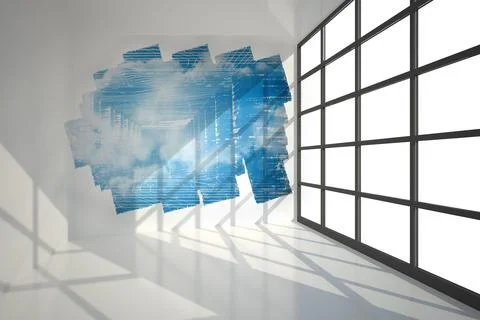 Abstract screen in room showing technology interface Stockillustratie