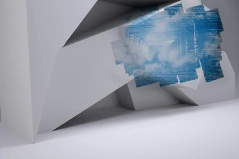 Abstract screen in room showing technology interface Stock Illustration