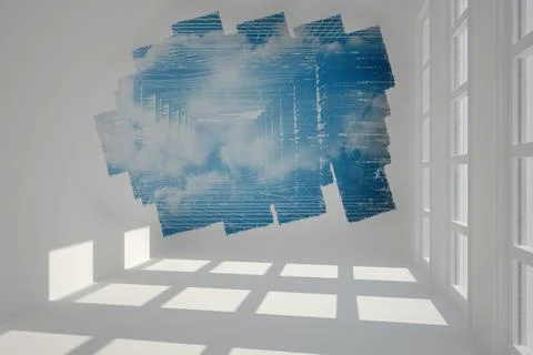 Abstract screen in room showing technology interface Stock Photos