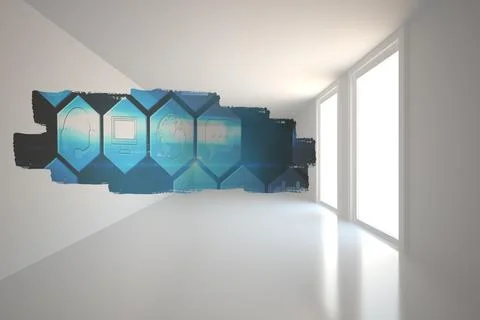 Abstract screen in room showing technology interface Stock Photos