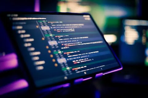 Abstract screen of web developer . Data network hardware Concept. 스톡 사진