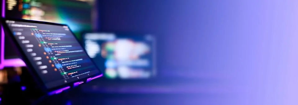 Abstract screen of web developer . Data network hardware Concept. 写真素材