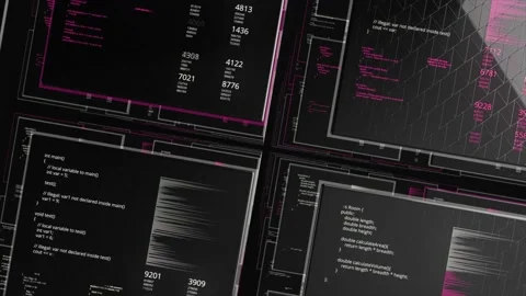 Abstract screens of programming code on black background. Animation. Programming Stock Footage 148697167