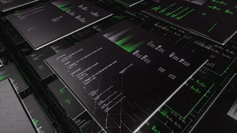 Abstract screens of programming code on black background. Animation. Programming Stock Footage 148796538