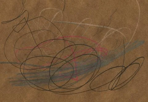 Abstract Scribble Art Composition with Colorful Pencil Lines on Textured Br.. Stock Illustration