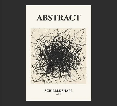 Abstract Scribble Art Sphere Poster Design Stock Illustration