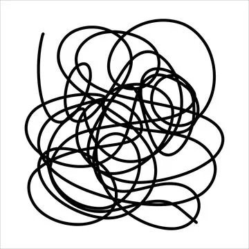 Abstract scribble chaotic line. Doodle chaotic line, curls, swirl, twirl Stock Illustration