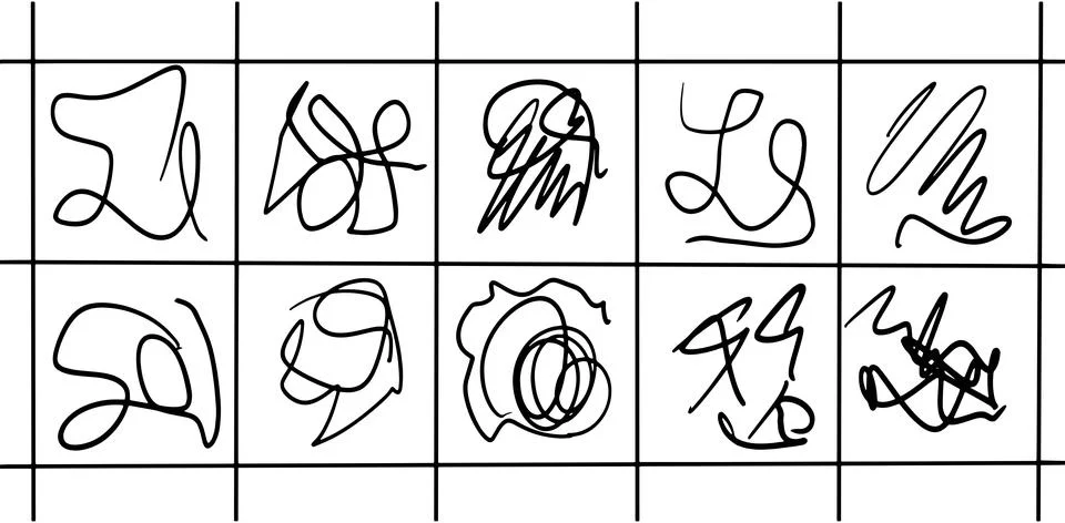 Abstract Scribble Doodle Illustration Set Stock Illustration