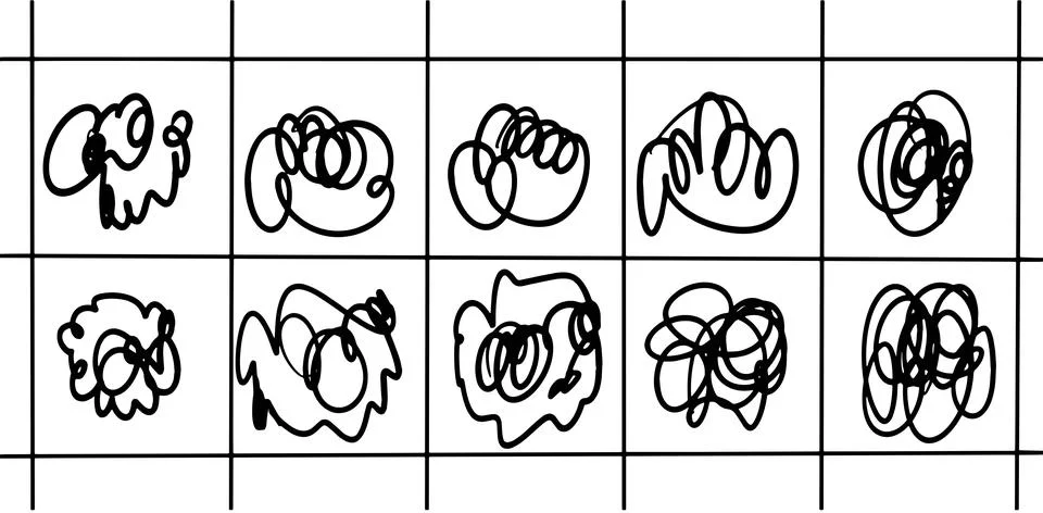 Abstract Scribble Doodle Illustration Set Stock-Illustration