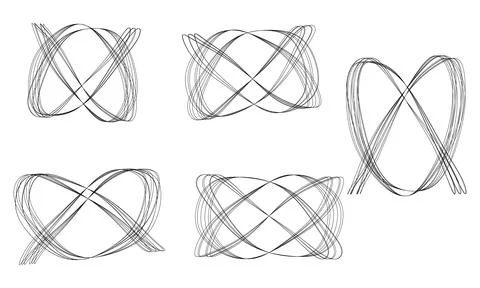 Abstract scribble heart shape and rectangular line art set for decorative g.. Stock Illustration