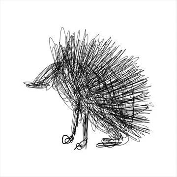 Abstract Scribble Hedgehog Vector Illustration, Artistic Line Art Animal Sketch Stock Illustration