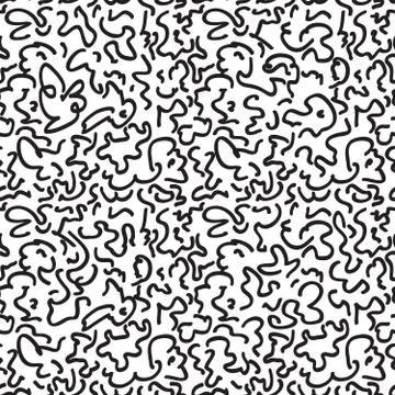 Abstract scribble line seamless pattern. Swirled curve doodle lines Illustrazione stock