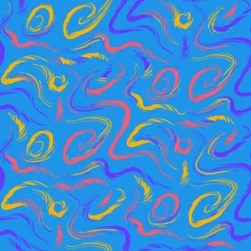 Abstract Scribble Pattern Hand Drawn Brush Lines Colorful Seamless Background 스톡 일러스트