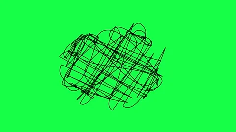 Abstract scribble patterns on green screen background, symbolizing anxiety,.. Stock Footage 310167624