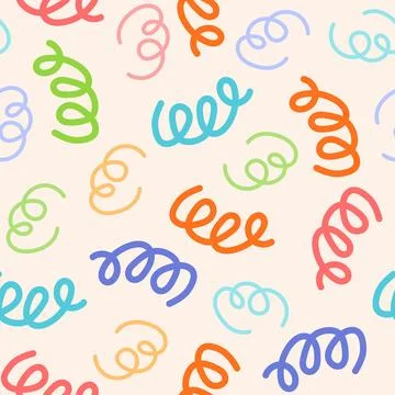 Abstract scribble shapes seamless pattern in doodle style. Minimalist style Stock Illustration