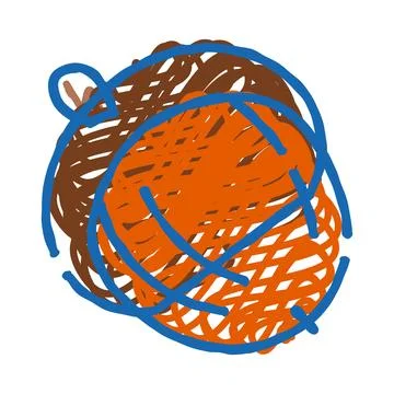 Abstract scribbled drawing of acorn with blue lines Stock Illustration