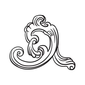 Abstract scroll art and design element vector illustration Illustrazione stock