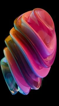 Abstract Sculptural Form in Glass: A Study in Color and Reflection Stock Illustration