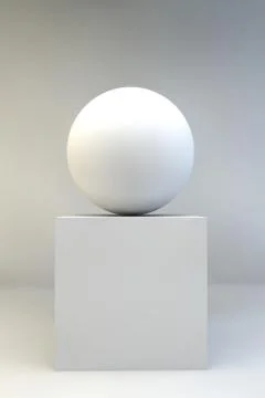 Abstract sculpture of a sphere on a cube Stock Illustration
