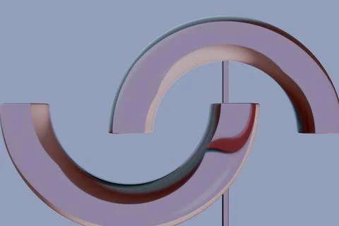 Abstract sculpture two curved, silver, hollow shapes are connected by a thi.. Illustration