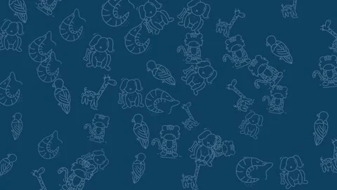 Abstract Sea Turtle Pattern on Blue Background - A Seamless Design. Stock Footage 319219505