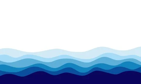 Abstract sea waves background, deep blue, vector illustration Stock Illustration