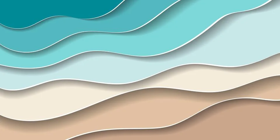 Abstract sea waves layered vector background. Blue ocean waves. Water wave patte Stock-Illustration